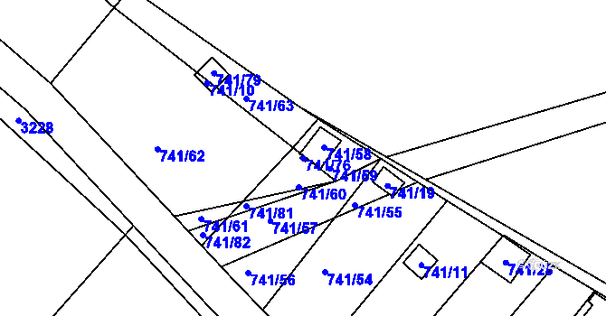 Parcela st. 741/76 v KÚ Spořice, Katastrální mapa