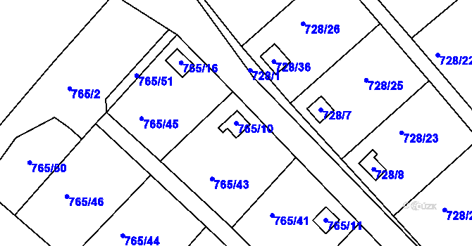 Parcela st. 765/10 v KÚ Spořice, Katastrální mapa