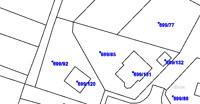 Parcela st. 699/85 v KÚ Spořice, Katastrální mapa