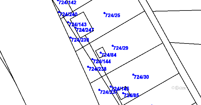 Parcela st. 724/84 v KÚ Spořice, Katastrální mapa
