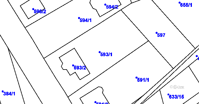 Parcela st. 593/1 v KÚ Spořice, Katastrální mapa