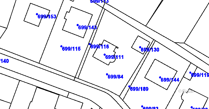 Parcela st. 699/111 v KÚ Spořice, Katastrální mapa