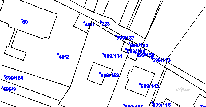 Parcela st. 699/114 v KÚ Spořice, Katastrální mapa