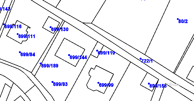 Parcela st. 699/119 v KÚ Spořice, Katastrální mapa