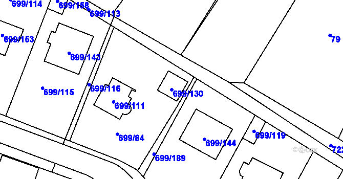 Parcela st. 699/130 v KÚ Spořice, Katastrální mapa