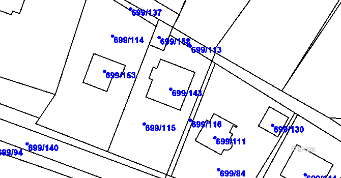 Parcela st. 699/143 v KÚ Spořice, Katastrální mapa