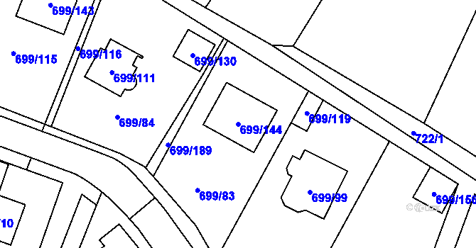 Parcela st. 699/144 v KÚ Spořice, Katastrální mapa