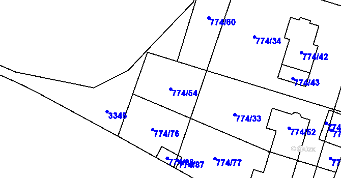 Parcela st. 774/54 v KÚ Spořice, Katastrální mapa