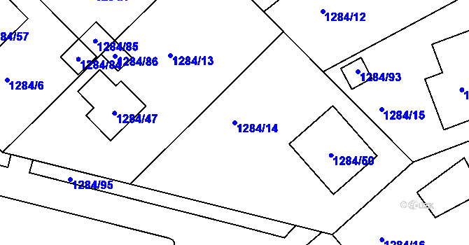 Parcela st. 1284/14 v KÚ Spořice, Katastrální mapa