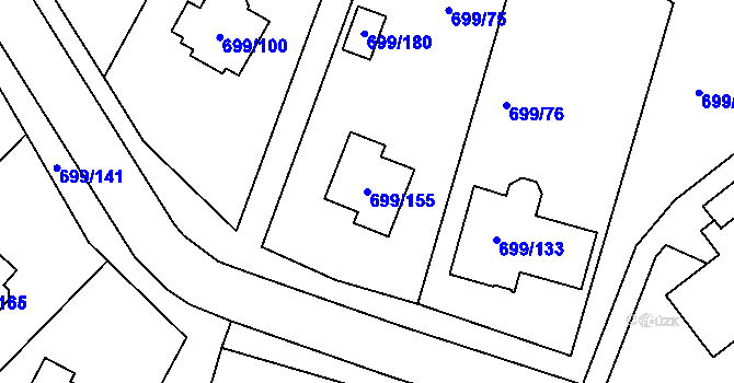 Parcela st. 699/155 v KÚ Spořice, Katastrální mapa