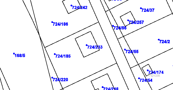 Parcela st. 724/233 v KÚ Spořice, Katastrální mapa