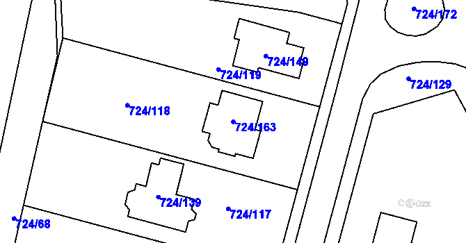 Parcela st. 724/163 v KÚ Spořice, Katastrální mapa