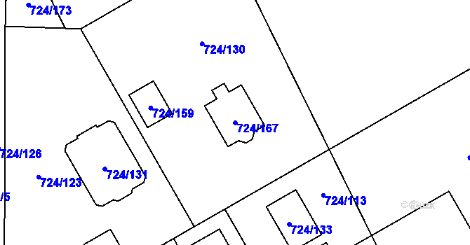 Parcela st. 724/167 v KÚ Spořice, Katastrální mapa