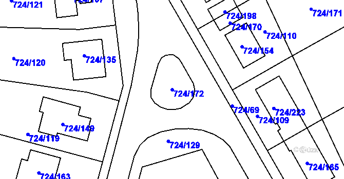 Parcela st. 724/172 v KÚ Spořice, Katastrální mapa
