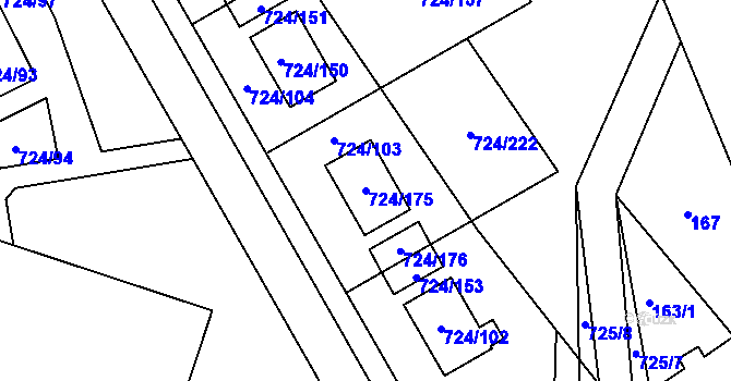 Parcela st. 724/175 v KÚ Spořice, Katastrální mapa