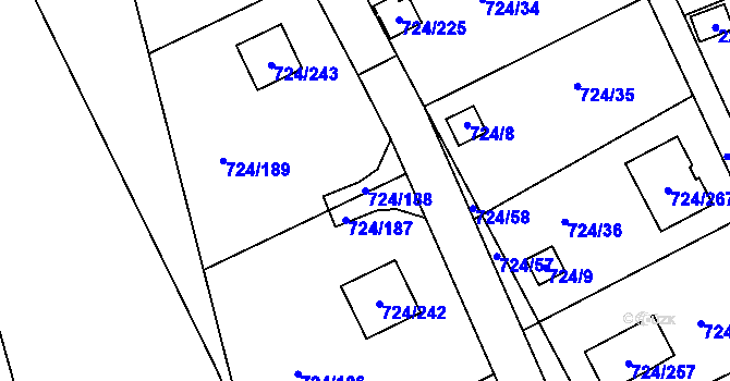 Parcela st. 724/188 v KÚ Spořice, Katastrální mapa