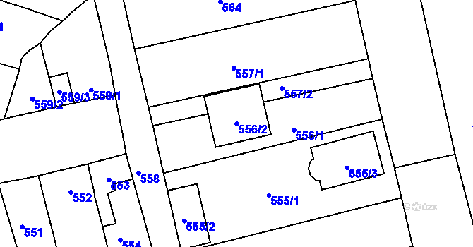 Parcela st. 556/2 v KÚ Spořice, Katastrální mapa