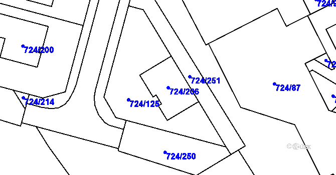 Parcela st. 724/206 v KÚ Spořice, Katastrální mapa
