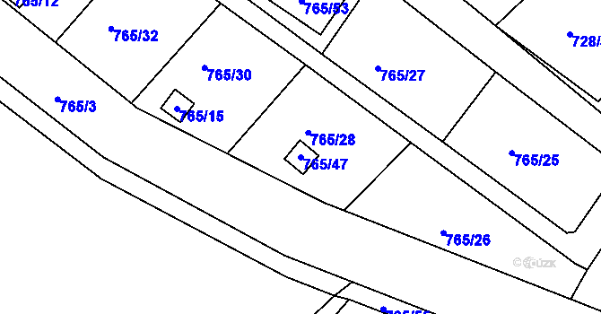 Parcela st. 765/47 v KÚ Spořice, Katastrální mapa