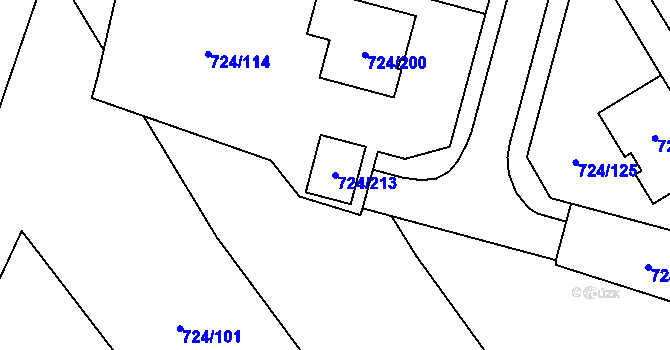 Parcela st. 724/213 v KÚ Spořice, Katastrální mapa