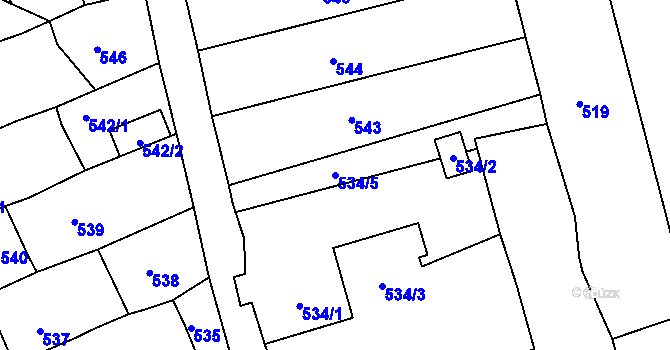 Parcela st. 534/5 v KÚ Spořice, Katastrální mapa