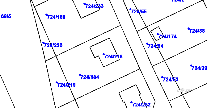 Parcela st. 724/218 v KÚ Spořice, Katastrální mapa