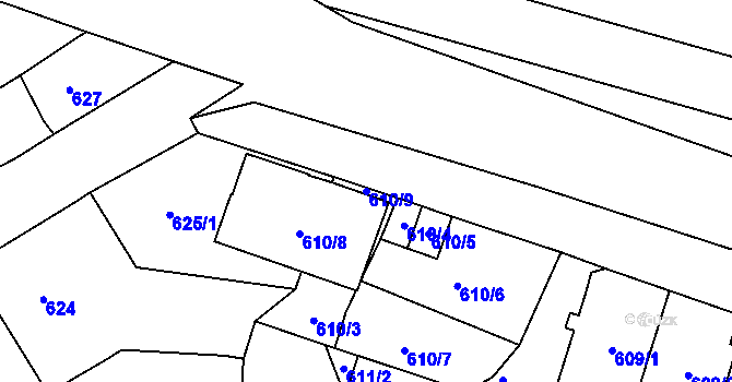 Parcela st. 610/9 v KÚ Spořice, Katastrální mapa