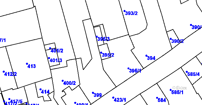 Parcela st. 395/2 v KÚ Spořice, Katastrální mapa