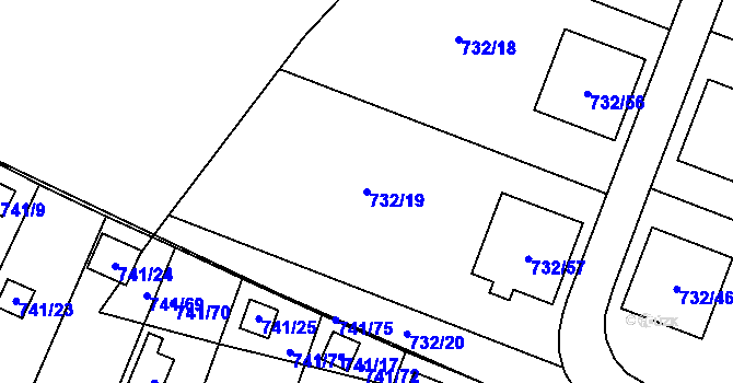Parcela st. 732/19 v KÚ Spořice, Katastrální mapa