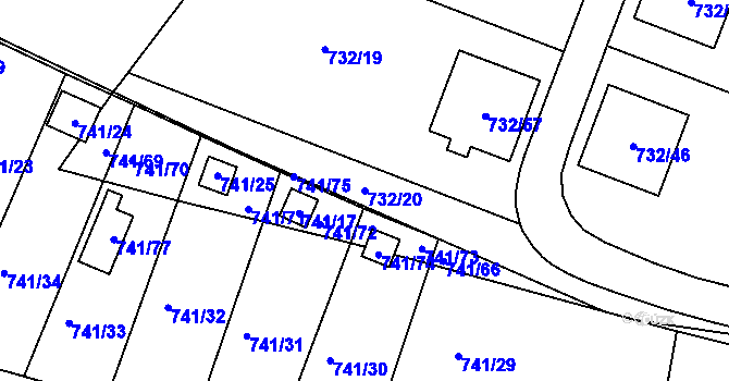 Parcela st. 732/20 v KÚ Spořice, Katastrální mapa
