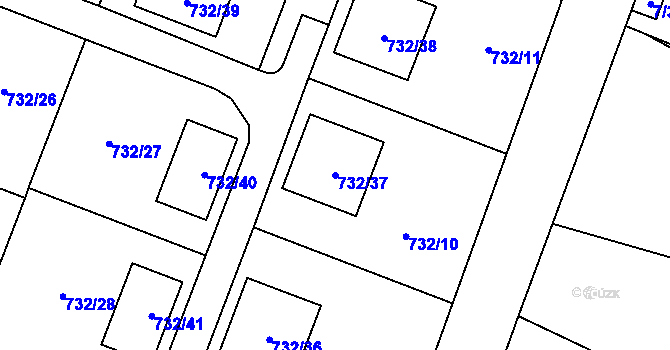 Parcela st. 732/37 v KÚ Spořice, Katastrální mapa