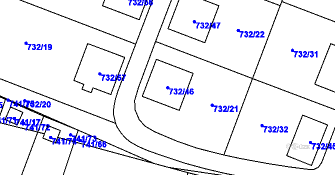 Parcela st. 732/46 v KÚ Spořice, Katastrální mapa