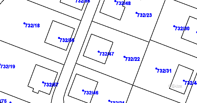Parcela st. 732/47 v KÚ Spořice, Katastrální mapa