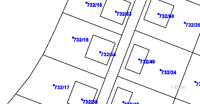 Parcela st. 732/54 v KÚ Spořice, Katastrální mapa