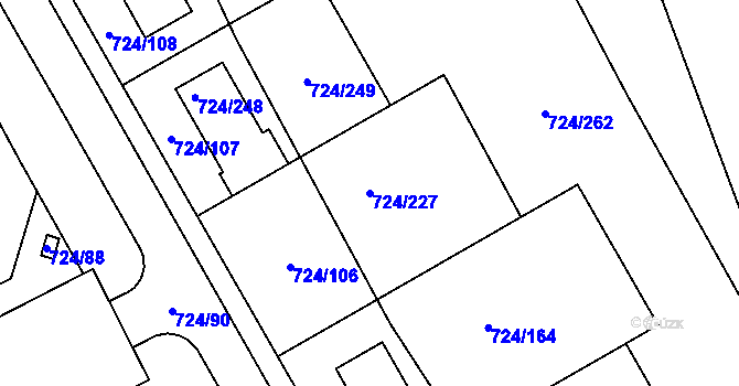 Parcela st. 724/227 v KÚ Spořice, Katastrální mapa
