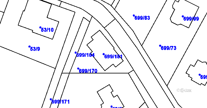 Parcela st. 699/181 v KÚ Spořice, Katastrální mapa