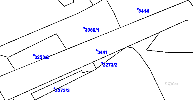 Parcela st. 3441 v KÚ Spořice, Katastrální mapa
