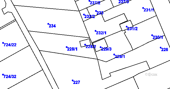 Parcela st. 228/2 v KÚ Spořice, Katastrální mapa