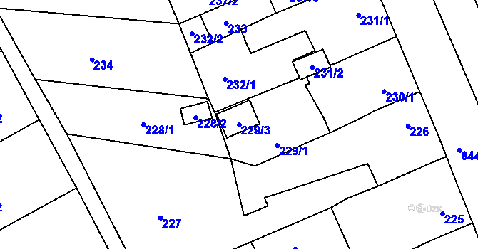 Parcela st. 229/3 v KÚ Spořice, Katastrální mapa