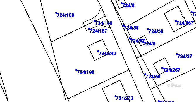 Parcela st. 724/242 v KÚ Spořice, Katastrální mapa