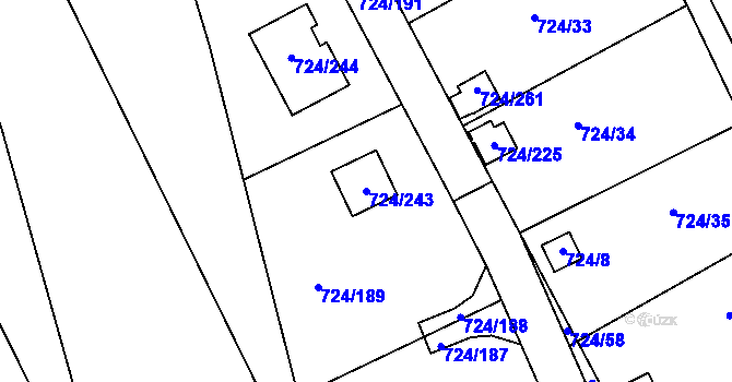 Parcela st. 724/243 v KÚ Spořice, Katastrální mapa