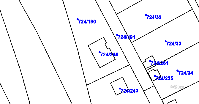 Parcela st. 724/244 v KÚ Spořice, Katastrální mapa
