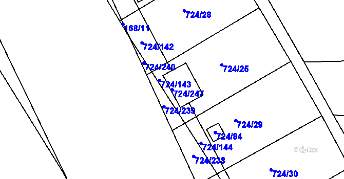 Parcela st. 724/247 v KÚ Spořice, Katastrální mapa