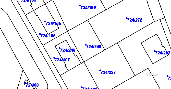 Parcela st. 724/249 v KÚ Spořice, Katastrální mapa