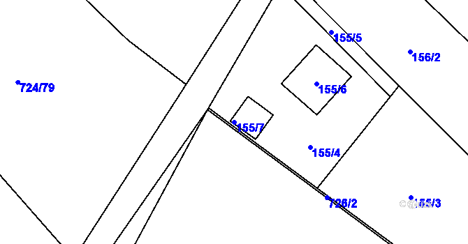 Parcela st. 155/7 v KÚ Spořice, Katastrální mapa