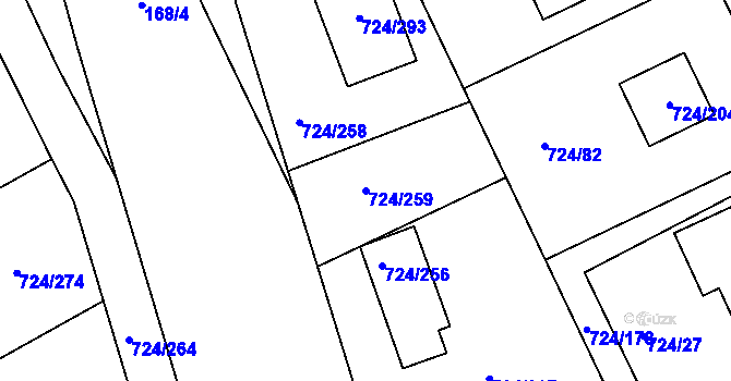 Parcela st. 724/259 v KÚ Spořice, Katastrální mapa