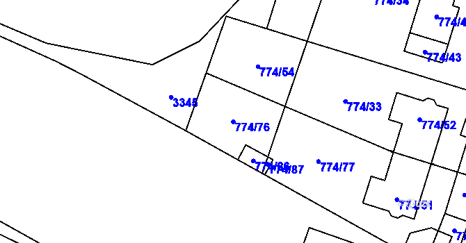 Parcela st. 774/76 v KÚ Spořice, Katastrální mapa