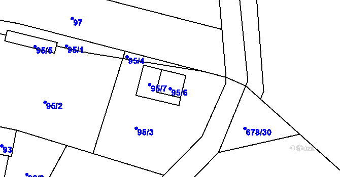 Parcela st. 95/6 v KÚ Spořice, Katastrální mapa