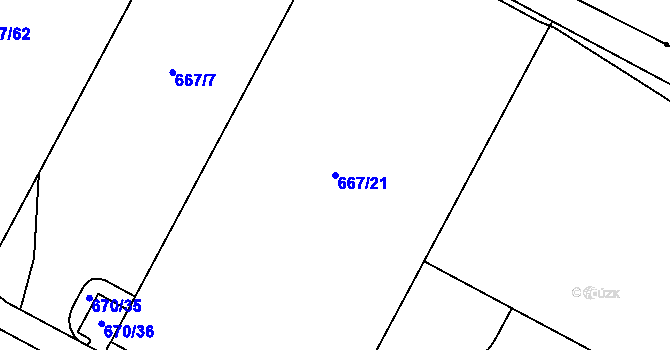 Parcela st. 667/21 v KÚ Spořice, Katastrální mapa
