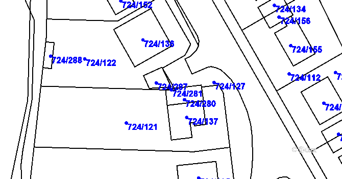 Parcela st. 724/281 v KÚ Spořice, Katastrální mapa